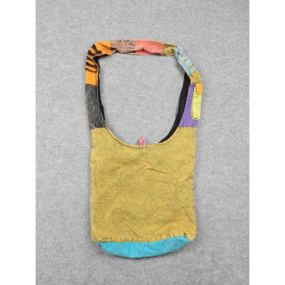 Boho Patchwork Tote Bag Womens Large Multicolor Peace Sign Hippie Crossbody - Picture 9 of 13